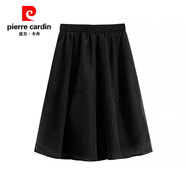 皮爾卡丹歐根紗拼接短裙半身裙女夏季新款韓版高腰口袋A字裙顯瘦氣質(zhì)中裙 黑色 L 建議105-120斤