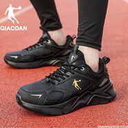 喬丹男鞋運動(dòng)鞋男2025冬季新款皮面防水輕便減震跑步鞋軟底休閑鞋子男 295黑金(皮面) 42