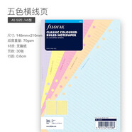 Filofax英國(guó)進(jìn)口 A5型打孔紙活頁(yè)紙張內(nèi)頁(yè)替換六孔替芯配件橫線頁(yè)方格空白頁(yè)點(diǎn)陣頁(yè)規(guī)劃頁(yè)多功能會(huì)議記錄 A5 五色橫線頁(yè) 340508