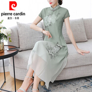 皮爾卡丹（pierre cardin）新中式改良版旗袍2024年新款年輕媽l媽連衣裙子女裝夏季長(zhǎng)裙 綠色 《女神范氣質(zhì)洋氣時(shí)髦女裝 2XL (120-130斤)
