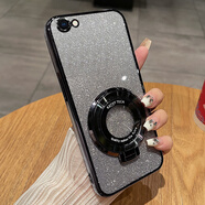 歐米滋蘋(píng)果6plus手機殼iphone6S透明保護硅膠套6splus全包防摔6s軟殼6超薄六puls男女i6高級感帶支架新款 【閃粉-炫酷黑】透明電鍍+全屏膜+同款支架 iPhone6sPlus