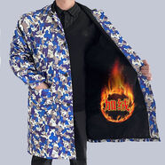 九谷鴿加大長(cháng)袖成人防水加絨工作服罩衣護衣工裝外套男女冬季耐臟防油 藍迷彩(加絨連帽) 大碼(建議170-200斤左右)