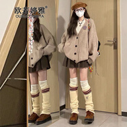 歐若婷雅學(xué)院風(fēng)連衣裙套裝女衣服女裝時尚慵懶風(fēng)針織開衫百褶裙子秋冬新款 兩件套 XL