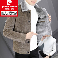 皮爾卡丹（pierre cardin）加絨加厚冬裝外套男士帶毛領(lǐng)仿夾克潮流冬季保暖休閑毛呢子 咖啡+毛衣 XL 175/XL 適合118-128斤