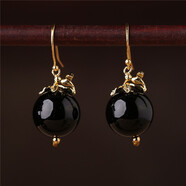 煙雨江南簡(jiǎn)約時(shí)尚耳環(huán)民族風(fēng)黑瑪瑙耳墜女復古超仙氣質(zhì)耳飾百搭裝飾品耳夾 925銀鍍金耳鉤