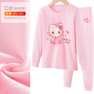 Hello Kitty女童內衣套裝棉兒童秋衣套裝秋冬秋衣秋褲家居服睡衣褲秋裝 【春秋C款】粉色 56018 150cm 適合145-155cm