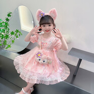 姣霓秋冬加厚毛衣裙玲娜貝兒女童連衣裙星黛露洛麗塔公主裙 半袖粉色尾巴包 130
