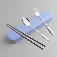 貞嘻瀝水不銹鋼泡面碗帶蓋大號學(xué)生宿舍碗飯盆碗套裝個人專用方便面碗 藍盒餐具三件套