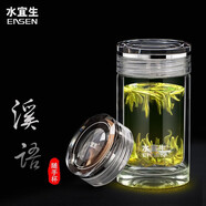 水宜生小容量玻璃杯泡茶杯高檔弱堿隨手杯迷你保溫杯水晶杯防燙玻璃杯 G503 【純鈦】210ml