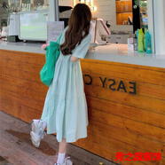 范哲莎【精選夏季新品】裙子夏天仙女小個子綠色法式初戀甜美連衣裙收腰 綠色-夏季連衣裙女高檔氣質(zhì) L -夏季連衣裙女高檔氣質(zhì)