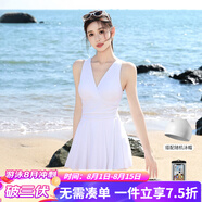 梵迪拉（F.DYRAA）泳衣女士連衣裙遮肚顯瘦保守游泳館速干游泳裝三件套15038白色M
