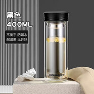 富光富光雙層玻璃杯茶水分離泡杯子大容量高顏值透明水杯便攜男士杯子 雙層簡(jiǎn)盒400毫升1613黑