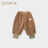 巴厘小豬（BALIPIG）寶寶燈芯絨褲秋冬季男童長(cháng)褲兒童休閑褲假兩件加絨褲子女童保暖褲 奶咖 100 cm