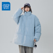 真維斯（JEANSWEST）羽絨棉服女冬季2024年新款加厚棉襖寬松小個子短款面包服棉衣外套 淺藍 純色 M