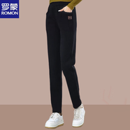 羅蒙（ROMON）秋冬加絨加厚哈倫褲女2025新款休閑寬松小個(gè)子時(shí)尚百搭顯瘦束腳褲 黑色【薄/款】 2XL 【建議130-145斤】