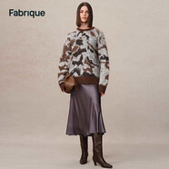 Fabrique豹紋提花幼馬海毛混紡圓領(lǐng)慵懶針織毛衣女冬季新品 豹紋提花 XS （XS/P）