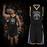 千格鹿nba勇士庫里球衣湖人東契奇籃球服套裝男款比賽校隊隊服定制團購 11號湯普森-勇士黑灰 3XL碼（175-180CM 140-160斤）