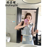 舒芳蝶（shufangdie）連衣裙女裝2024新款夏季學(xué)院風(fēng)豎條紋無袖上衣半身裙時(shí)尚套裝裙女 藍(lán)白條紋上衣+藍(lán)白條紋半裙 XL