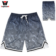 TriplewiN 運(yùn)動(dòng)跑步籃球褲健身透氣速干潮流訓(xùn)練五分褲復(fù)古寬松大碼短褲 3005運(yùn)動(dòng)休閑褲 藍(lán)灰漸變 XL 適合180-190CM75-85KG