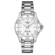 天梭（TISSOT）瑞士手表 海星潛水表系列夜光帶日歷300米防水時(shí)尚石英男女士腕表 白盤鋼帶T120.210.11.011.00