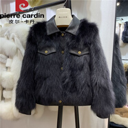 皮爾卡丹2025秋冬新款皮草外套女士短款翻領(lǐng)仿狐貍毛長(cháng)袖韓版時(shí)尚加厚上衣 深灰色 S 85到100斤