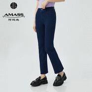 阿瑪施（AMASS）女裝新款時(shí)尚休閑百搭高腰微喇牛仔褲女5100471 藍(lán) M (3碼)