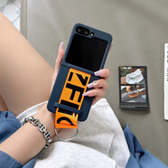 貓妞（MAONIU）適用三星Z Flip6折疊手機殼膚感磨砂腕帶指環(huán)拼色手機套zflip5防摔flip4折疊PC保護套舒適手感 【藏青色】腕帶折疊 三星Z Flip5