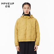 MOVEUP幻走2022冬季新款.FUN系列連帽趣味繡花設計師短款棉外套女 杏黃 S