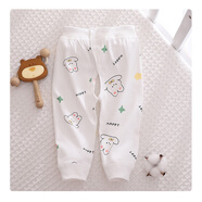 小三月新生嬰兒兒褲子開(kāi)檔純棉a類(lèi)0-3-6個(gè)月女寶寶秋褲嬰兒開(kāi)襠褲子全棉 M-977星星兔白 73cm