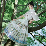 可茵（Keyin）馬面裙新中式國風(fēng)連衣裙套裝女裝2024年夏季新款女裝改良漢服裙子 白色上衣+白色織金馬面裙 L