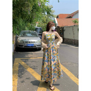 凌奕風(fēng)尚（LVEFNSON）度假連衣裙沙灘裙百搭開(kāi)衫+法式甜美油畫(huà)碎花吊帶裙海邊度假 油畫(huà)連衣裙 M