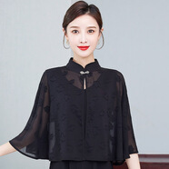 ESQTJF夏季薄披肩外套女2023新款潮雪紡外搭開(kāi)衫斗篷衣時(shí)尚披風(fēng) 8508黑色 均碼