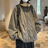 魄克連帽沖鋒上衣外套男黑武士高街機能潮流夾克青年學生寬松休閑 cfy200軍綠色(夾克款) XL(120-140斤)