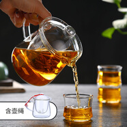 明尚德小巧創(chuàng  )意玻璃公道杯套裝4品杯帶茶漏水壺泡茶壺加厚茶具過(guò)濾茶壺PH009PB336