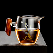 品德坊（PINDEFANG）玻璃公道杯帶過(guò)濾網(wǎng)茶漏套裝茶具配件茶海分茶器加厚功夫茶杯大號 木雀梅花（高款）