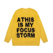 菲尼東爵（FNAADOOG）破洞毛衣男寬松潮流日系復古百搭休閑下擺開(kāi)叉針織衫線(xiàn)衣外套外穿 魔王A761黃色 L