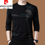 皮爾卡丹（pierre cardin）純棉透氣親膚長袖T恤男士圓領印花衛(wèi)衣春秋季中青年打底衫上衣 W2綠虎春秋裝 185/3XL