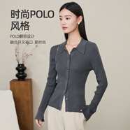 逸陽(yáng)秋新款長(zhǎng)袖針織衫女開(kāi)叉毛衣開(kāi)衫氣質(zhì)修身顯瘦外搭上衣 灰褐色 M （106-120斤）