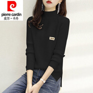 皮爾卡丹（pierre cardin）23年新款年秋冬加厚半高領羊毛衫女打底衫洋氣顯瘦針織毛衣女 黑色【 專柜】 加厚 L 110斤-120斤