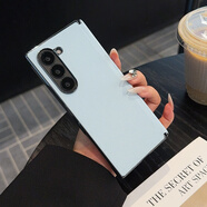 邦米碩適用于三星Galaxy ZFold6手機殼折疊屏新款fold6中軸鉸鏈磁吸后殼時(shí)尚真皮保護套男女防摔潮牌輕奢 精致細紋后殼磁吸款-淺藍 三星Galaxy Z Fold 6