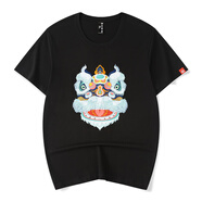 天龍致尊（Denon supreme）短袖中國風(fēng)t恤男女潮牌夏季麒麟刺繡大碼男士潮流情侶裝T恤衫 707黑色 5XL (建議220-240斤)