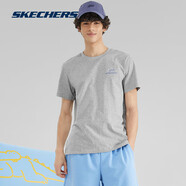 斯凱奇（Skechers）夏季男女情侶款涼感短袖T恤舒適速干運動(dòng)時(shí)尚百搭上衣 中花灰/004F M