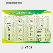 以琛國家醫?；舅幤穬r(jià)格表中西藥價(jià)格公示欄中醫門(mén)診價(jià)格目錄牌定制 y102(常用藥品及治療價(jià)格公示) PP膠背面有膠50x70cm