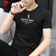 皮爾卡丹（pierre cardin）莫代爾冰絲t恤短袖男簡約衣服百搭夏季圓領(lǐng)夏裝休閑冰感半袖潮流 8817-025黑色 3XL【160-190斤】