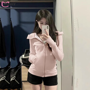 DXOT外套女春秋款2025新款秋冬穿搭修身女裝秋冬上衣早秋粉色衛(wèi)衣秋裝 粉色 S