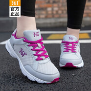 361°女鞋運動鞋女輕便透氣網(wǎng)面跑步鞋減震秋季網(wǎng)鞋361女士休閑鞋R 灰/深紫2210 35