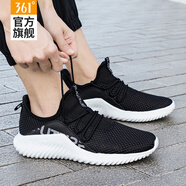 361°男鞋運(yùn)動(dòng)鞋男春夏季361度男士休閑網(wǎng)面透氣旅游跑步鞋輕便網(wǎng)鞋子 烏黑色/太空灰 44