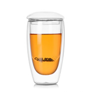 小北家蛋形杯耐熱玻璃杯茶水分離雙層泡茶杯帶蓋過(guò)濾透明水杯 透明400ml1只