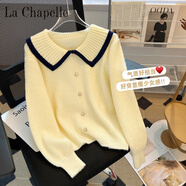 拉夏貝爾（La Chapelle）寬松顯瘦【80-200斤】娃娃領(lǐng)氣質(zhì)針織衫女秋冬感毛衣打底衫潮 純100自動(dòng)發(fā)熱杏色 純100自動(dòng)發(fā)熱2XL 建議130-160斤