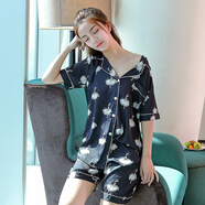 珂爾妮韓版碎花可愛(ài)夏天女士睡衣女冰絲薄款家居服女生短袖短褲夏季套裝 芭蕾舞-1871 XL